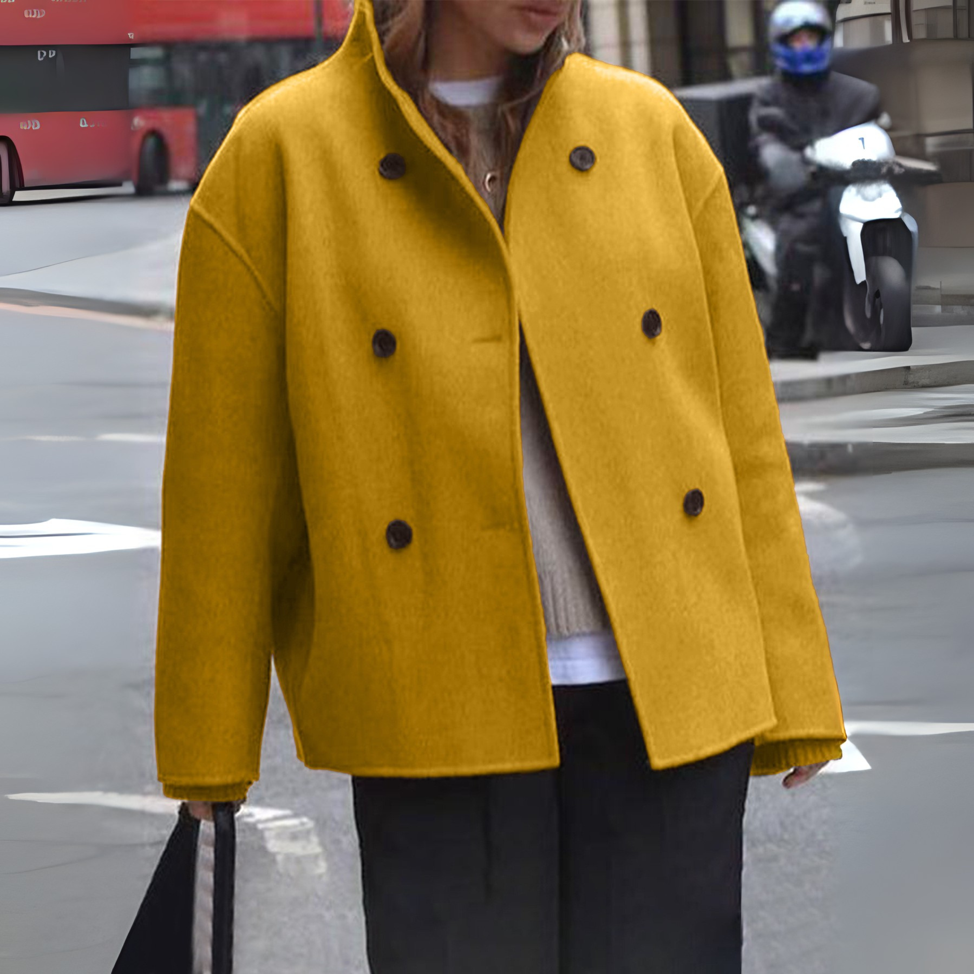 Rózsa - Elegáns Hosszú Ujjú Kabát