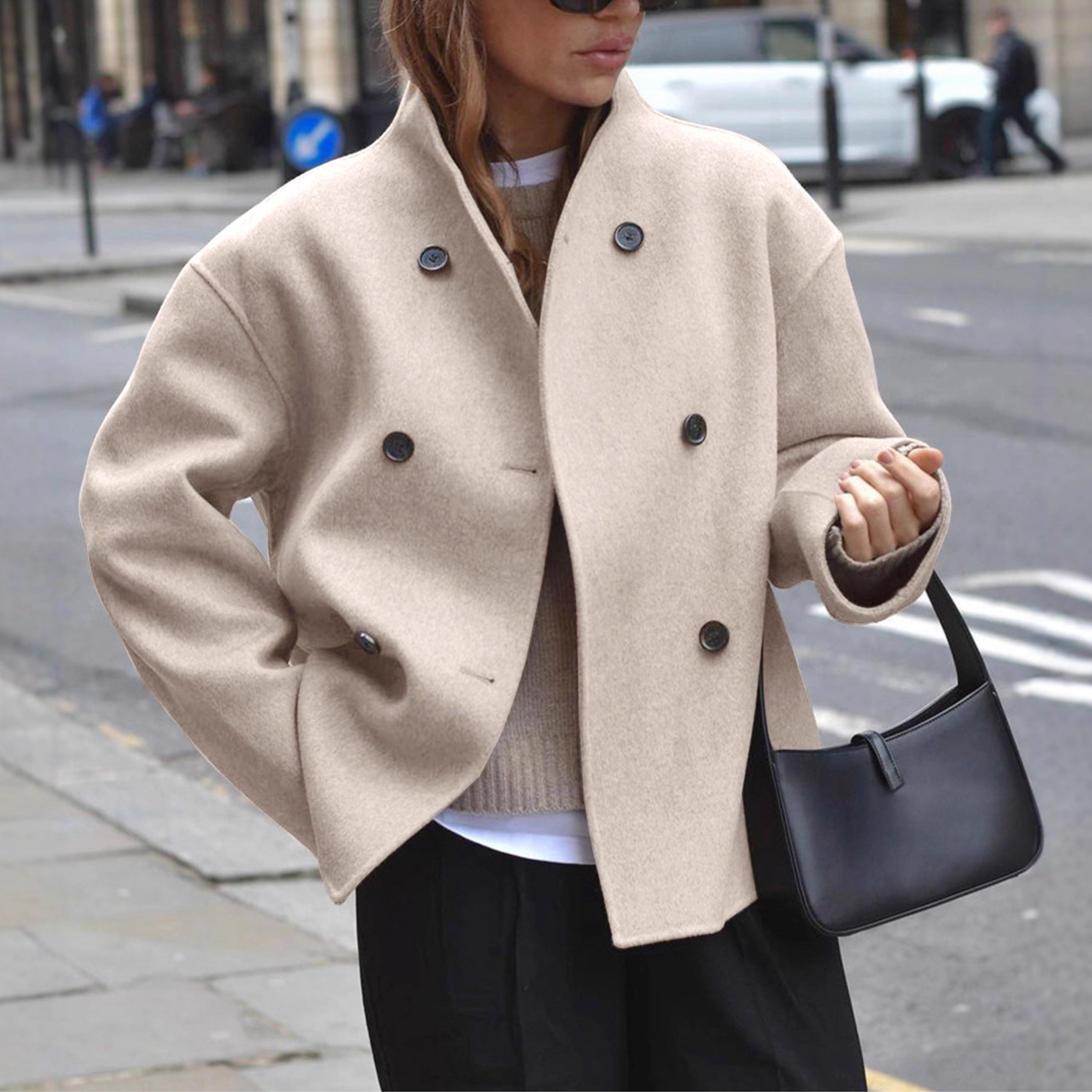 Rózsa - Elegáns Hosszú Ujjú Kabát