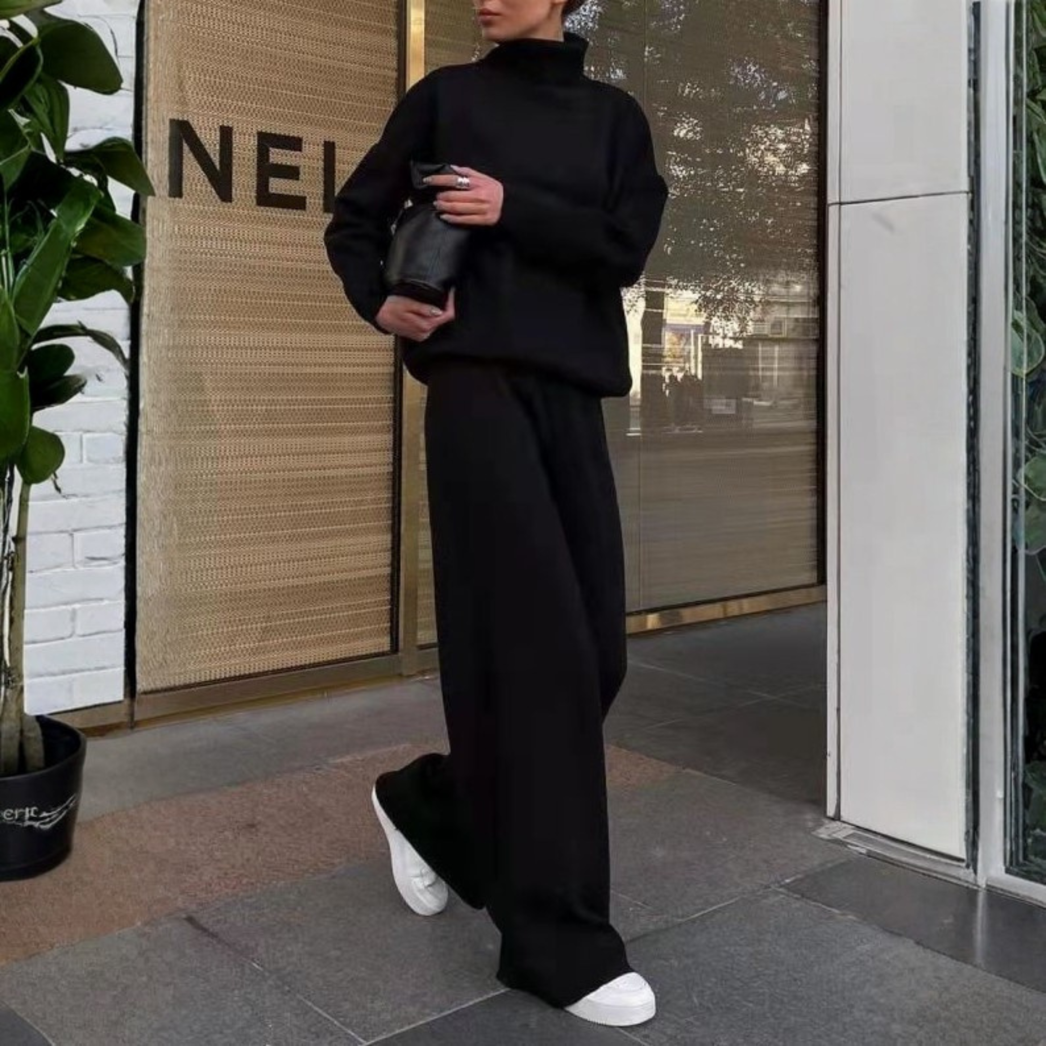 TADUM™ - Kényelmes, Hosszú Ujjú Garbó Felső és Széles Szárú Nadrág Szett