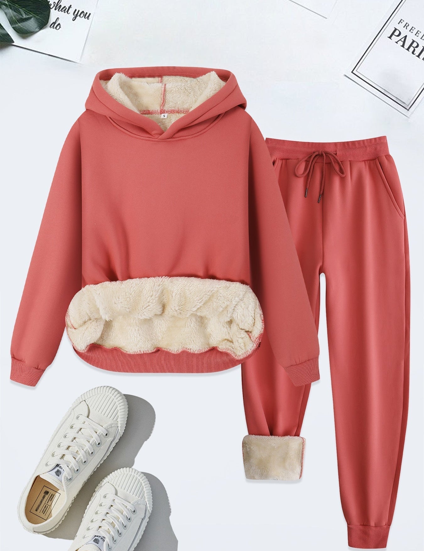 FORDA™ - Kényelmes Egyszínű Kapucnis Pulóver és Zsinóros Nadrág Szett