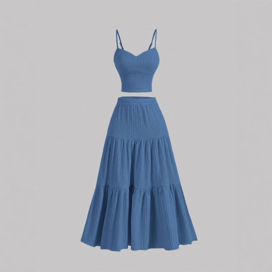 DALI™ - Kényelmes Ujjatlan Crop Top és A-vonalú Szoknya Szett