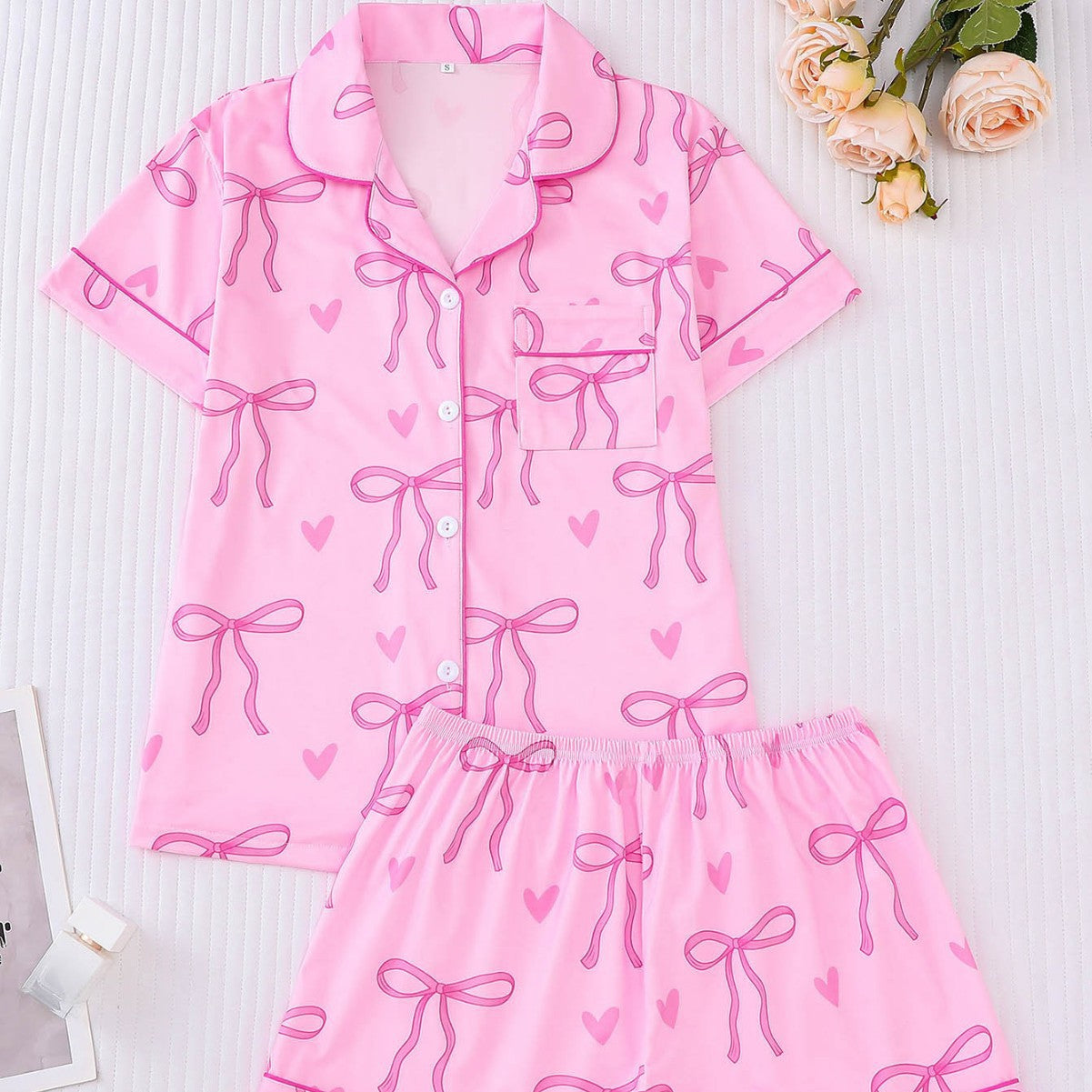 SHAKILA™ - Casual Crop Shirt és Rövid Pizsama Szett